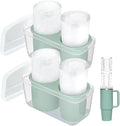 2 Packs Ice Mold for Stanley Cup, Silicone Ice Cube Tray for Stanley Cup 30oz-40oz, Tumbler Ice Mold with Lid and Bin, Easy Release Cylinder Ice Cube Mold, Eucalyptus