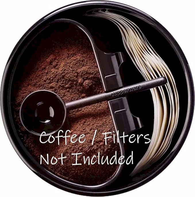 Tupperware Coffee Canister Filter Holder Scoop 15c Capacity Black