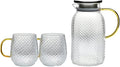 Glass Water Pitcher Set With Stainless Steel Filter, Iced Tea, Juice, Beverage Container, Transparent Hot & Cold Water Jug With Cups
