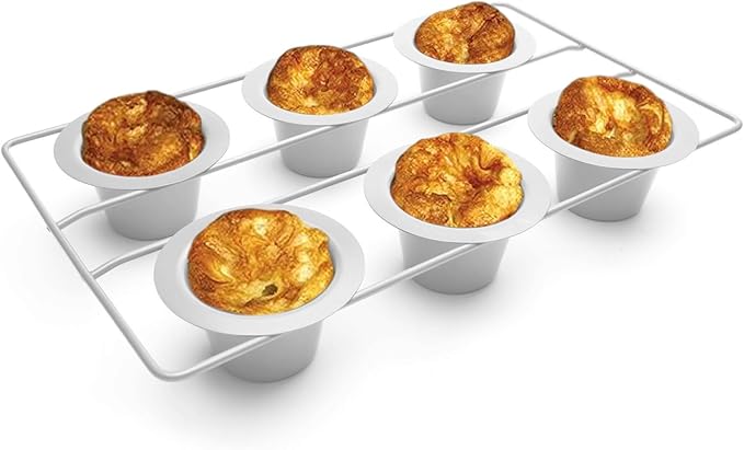Fox Run Popover, Yorkshire Pudding and Cupcake Pan, 6 Cup, Stainless Steel | Bake Popovers & Yorkshire Pudding | Durable Stainless Steel | Consistent Results | 6 Cup Pop Over Baking Pan | Baking Gadget