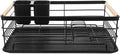 BESPORTBLE Black Iron Multifunctional Kitchen Dish Drying Rack with Large Capacity and Drain Tray, Over Sink Countertop Dish Drainer Organizer for Bowls and Utensils