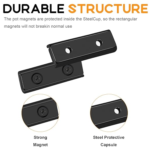 TRYMAG Neodymium Magnets Strong, 45Lbs Bar Magnets with Countersunk Hole and Steel Capsule, 15 Pack Heavy Duty Rectangle Magnet Rare Earth Magnet with Screw for Mounting, Door, Garage, Wokplace