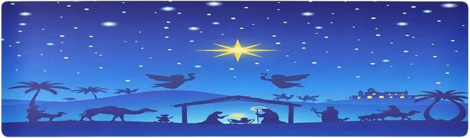 ALAZA Christmas Nativity Scene Trivet Table Runner 40 Inches Long Trivet for Hot Pots and Pans/Hot Dishes,Table Protector Heat Up to 230F, Decorative Hot Plates Mat for Kitchen Countertop 3