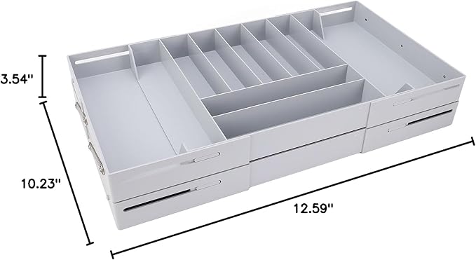 TOPINCN 2 Tier Collapsible Multi Level Drawer Organizer Tray, Folding Smart Drawer Storage, Expandable for Makeup, Jewelry, Silverware, Utensils, Kitchen Office Supplies (Gray)