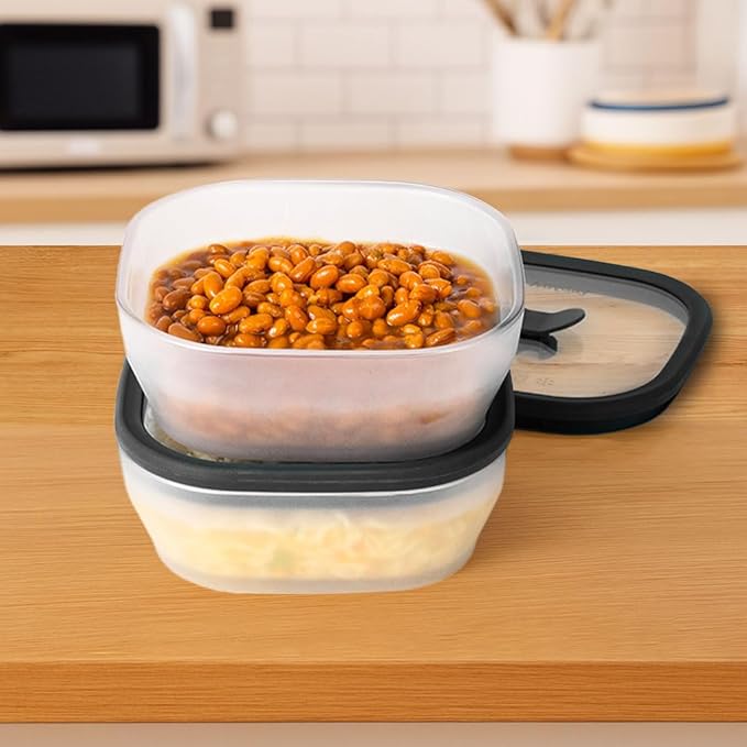 Anyday 2 Pack 2.5 Cup Microwavable Glass Lunch Containers With Glass Lids, Microwave Safe Lunch Bowls with Lids for Work, Food Storage, Bento Box Meal Prep Container