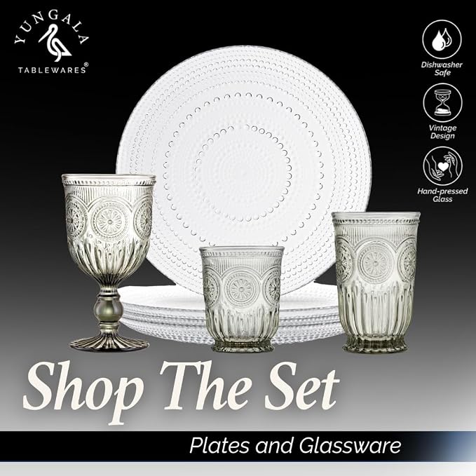 Smokey Black Wine Glasses Set of 6 Vintage Hobnail Goblets 10 oz Dishwasher Safe