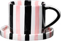 Espresso Cups Ceramic Coffee Mug Series European Striped Dot Coffee Cup And Saucer Mug Cake Plate Afternoon Tea Set Tea Cup And Saucer,Pinkblack
