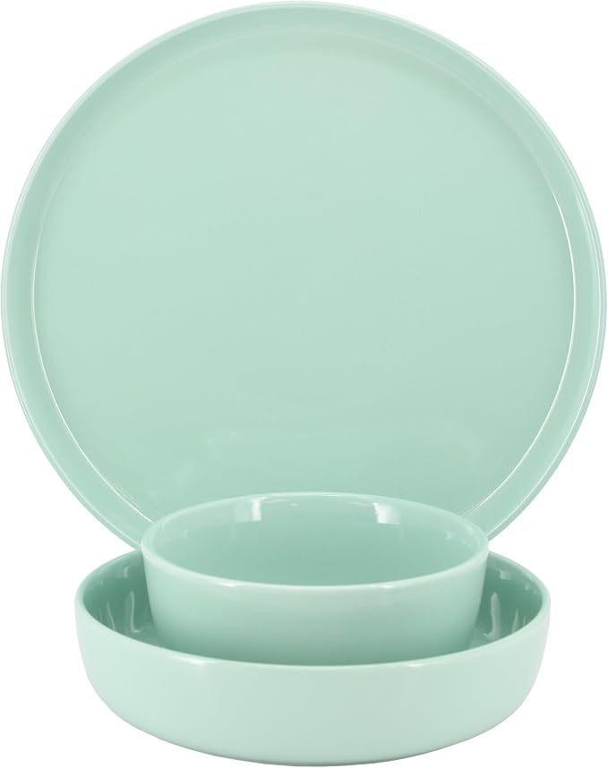 Elama Duncan 18 Piece Porcelain Dinnerware/Tableware Set, Service for 6 (Mint)
