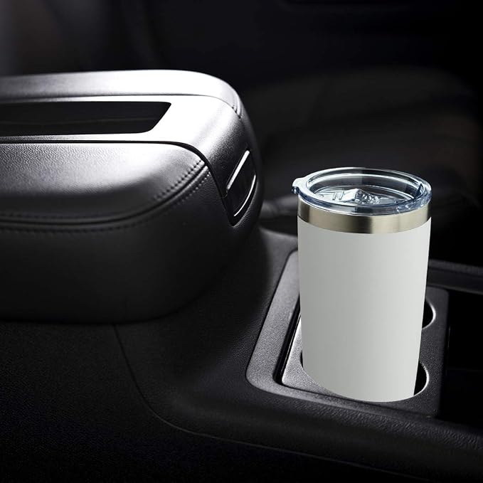 COMOOO 20oz/8Pack White Tumbler Double Wall Vacuum Insulated Coffee Travel Mug Stainless Steel Tumbler Bulk with Lid and Straw Powder Coated Insulated Coffee Cup for Cold & Hot Drinks (White, 8 Pack)