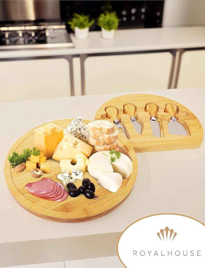RoyalHouse Personalized Cheese Board, Custom Bamboo Engraved Customized Gifts Bridal Shower Gifts Perfect for Personalized Wedding and Christmas Gifts