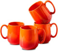 HASENSE Set of 4 Ombre Coffee Mugs, 15oz Large Ceramic Cups – Dishwasher & Microwave Safe, Orange Gradient Cappuccino Latte Tea Handle Cup, Housewarming Gift