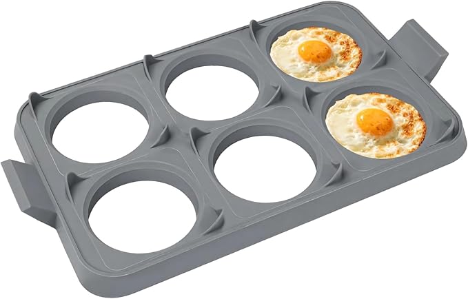 Silicone Egg Molds, 6-Hole Nonstick Rings for Frying Eggs, Compatible with Blackstone Griddle Cookware, Integrated Tray with Flexible Handles, High Heat Resistant, Perfect for Pancakes