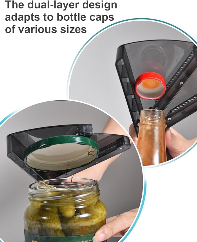Jar Opener for Weak Hands, Dual-Layer Multifunctional Jar Opener Gripper, Bottle Openers for Seniors, Kitchen Gadgets, Non-Slip Jar Openers for Seniors, Arthritis, Lid Opener, Mothers Day Gifts