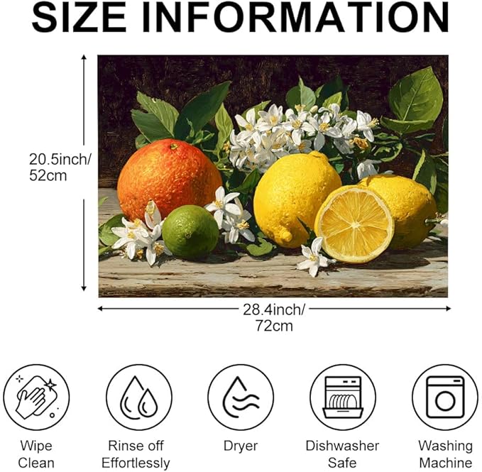 Stove Top Cover for Electric Stove 28.4 x 20.5 Inch Non Slip Stove Mat Oil Proof Citrus Blossom Glass Cooktop Protector Kitchen Counter Mat