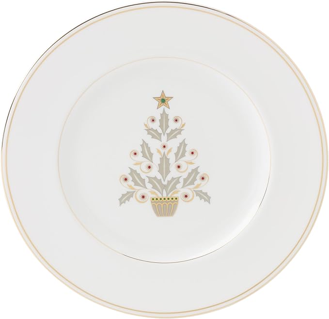Lenox 897867 Federal Gold Tree Accent Plates, Service For 4, Christmas Dishes, Dinnerware Set, Holiday