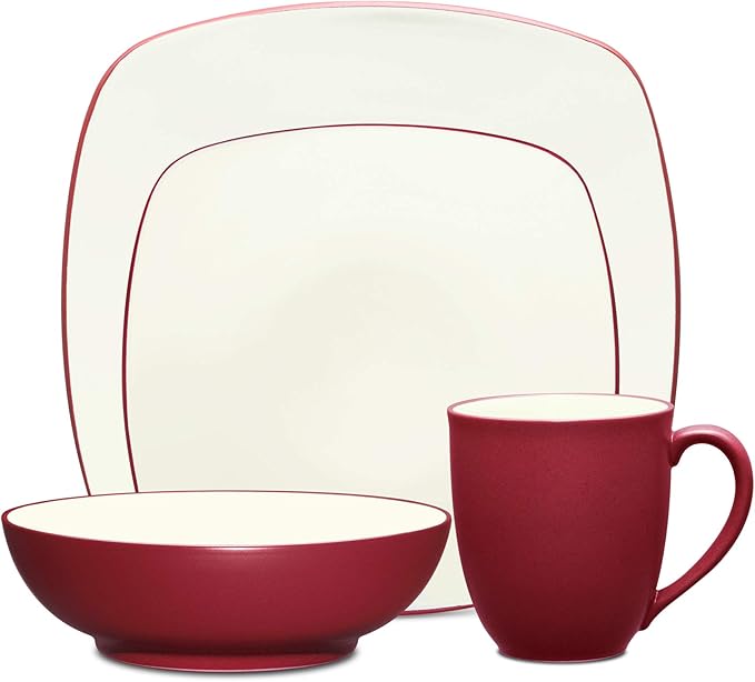 Noritake Colorwave Raspberry 4-Piece Square Place Setting, Service for 1