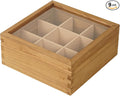 Wood Tea Bag Organizer, 9 Compartment Multi-Functional Tea Box and Storage Organizer for Tea Bags with Clear Acrylic Window