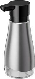 Oasis Creations 500 mL /17fl.oz Stainless Steel Liquid Soap Dispenser for Dish and Hand Soap - Two Toned Silver and Black - Refillable - Great for Kitchen Bathroom or Countertop