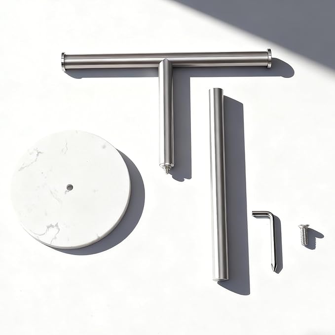 Hand Towel Holder, NEWRAIN Countertop Hand Towel Holder Stand, Stainless Steel Free Standing Hand Towel Rack with Heavy Base, for Bathroom Kitchen & Counter top, Brushed Nickel