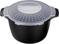 Large Microwave Cookware Steamer 2 Quart - AJXX Micro Cookware Vegetable Steamer for Cooking, Microwave Cooker with Food Container, Removable Filter and Lockab - BPA Free, Dishwasher Safe