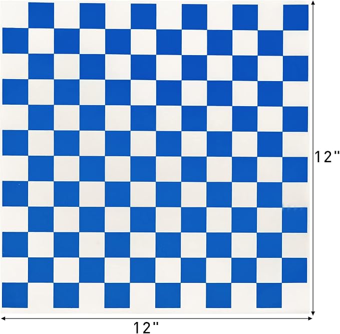 Fasmov 1000 Sheets 12 x 12 inches Sandwich Paper Deli Basket Liner Wrap Food Basket Liners Wrapping Checkered Sheets, Blue & White