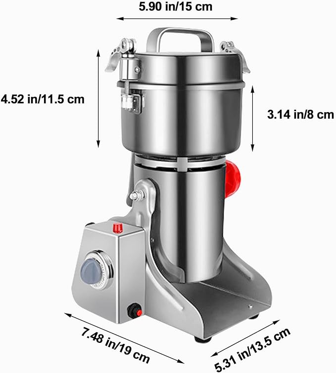 Electric Grain Grinder 800g,Swing Type Grain Mill Grinder 3000W,110V Stainless Steel High-speed Spice Herb Grinders Superfine Machine Dry Cereals Pulverizer Swing Type