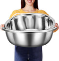 FillTouch 2 Pack Large Mixing Bowl 16 Qt Oversized All Purpose 304 Stainless Steel Polished Mirror Flat Base Metal Bowl for Home or Commercial Prepping Baking Mixing Marinating
