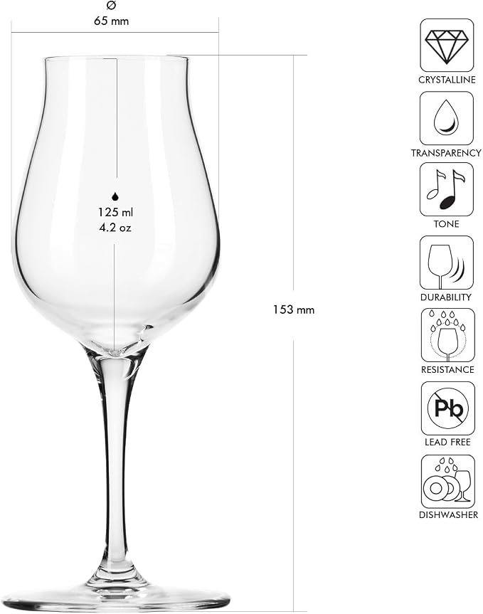 Krosno Brandy & Cognac Snifter Glasses Rum Tasting Gift Set | Set of 4 | 3.7 oz | Avant-garde Collection | For Home, Restaurants & Kitchen | Dishwasher Safe | Lead-Free Crystal Glass