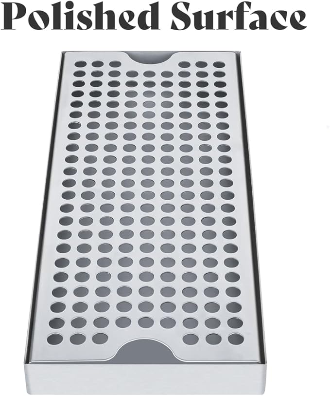 TMCRAFT Beer Drip Trays, Stainless Steel Kegerator Drip Tray with Non-Slip Rubber Pad, Highly Polished Surface Drip Tray for Restaurants, Kitchens, and Bars