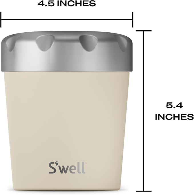 S'well Stainless Steel Ice Cream Chiller, 16oz, Vanilla, Triple Layered Vacuum Insulated Container Keeps Ice Cream Frozen For Up To Four Hours, BPA Free