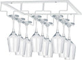 MOCOUM Wine Glass Rack, 3 Rows, White, Under Cabinet, Stemware Hanger, 1 Pack