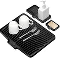 Silicone Dish Drying Mat for Kitchen Counter, Dish Drying Pad, Non-Slip Drain Pad with Built-in Drain, Heat Resistant Stone Drying Mat