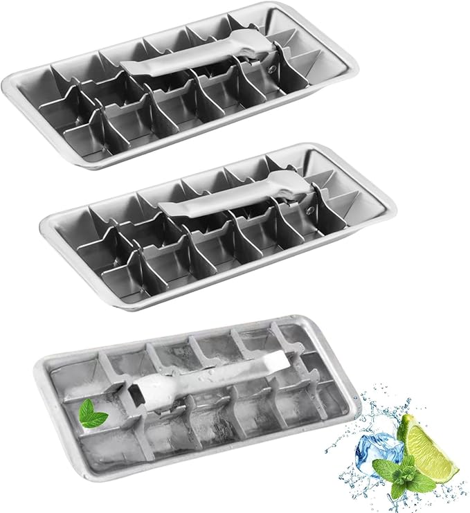3 Pack Stainless Steel Ice Cube Trays, 18 Slot Ice Tray with Easy Release Handle Detachable Ice Trays for Easily Making Various Ice Cubes and Frozen Foods