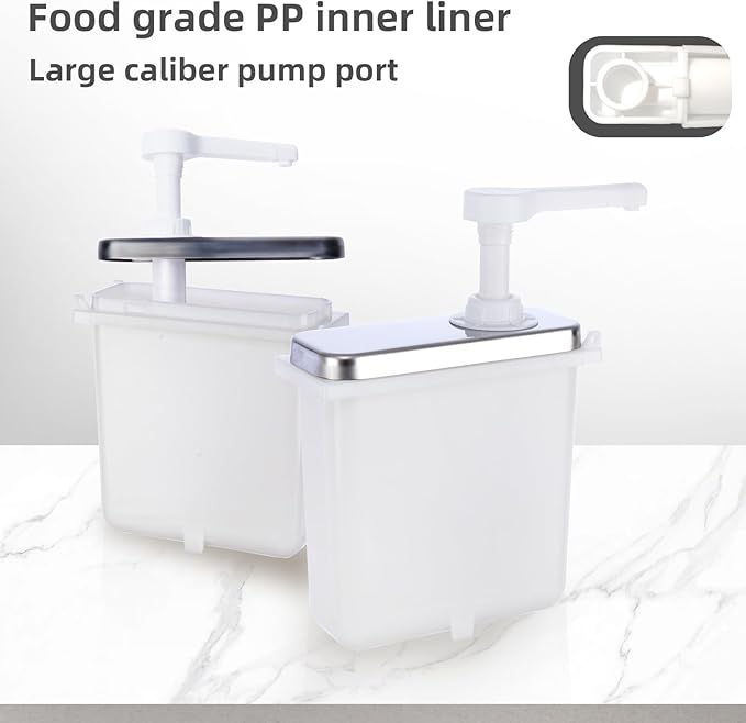 5.28 Quart Condiment Dispenser Pump,Syrup Pump Dispenser with Measuring Cup, Detachable Leak-Proof Design for Sauce, Honey, Syrup,Soy Sauce,Mustard,Cheese (1.06 QT Each, 5 pumphead)