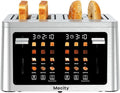Mecity 4 Slice Touchscreen Toaster, 6 Bread Modes & 6 Browning Levels, Dual Touch Control Wide Slot Stainless Steel Electric Toaster with Memory, Defrost, 3-Min Auto Shutoff for White, Bagels, Waffles