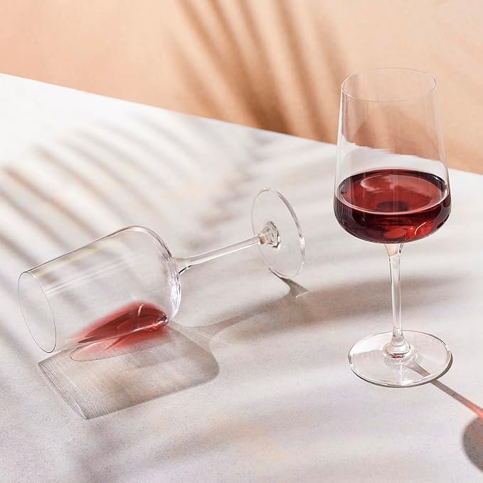 Krosno Red Wine Glasses | Elegant Design | Set of 6 | 16.9 oz | Infinity Collection | Ideal for Home, Restaurants and Receptions | Dishwasher Safe | Lead-Free Crystal Glass