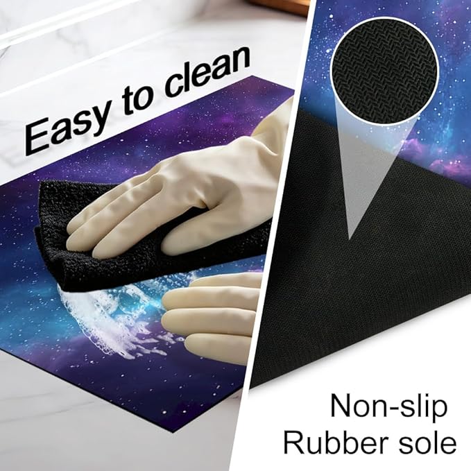 Stove Top Cover for Electric Stove 28.4 x 20.5 Inch Non Slip Stove Mat Oil Proof Purple Galaxy Glass Cooktop Protector Kitchen Counter Mat