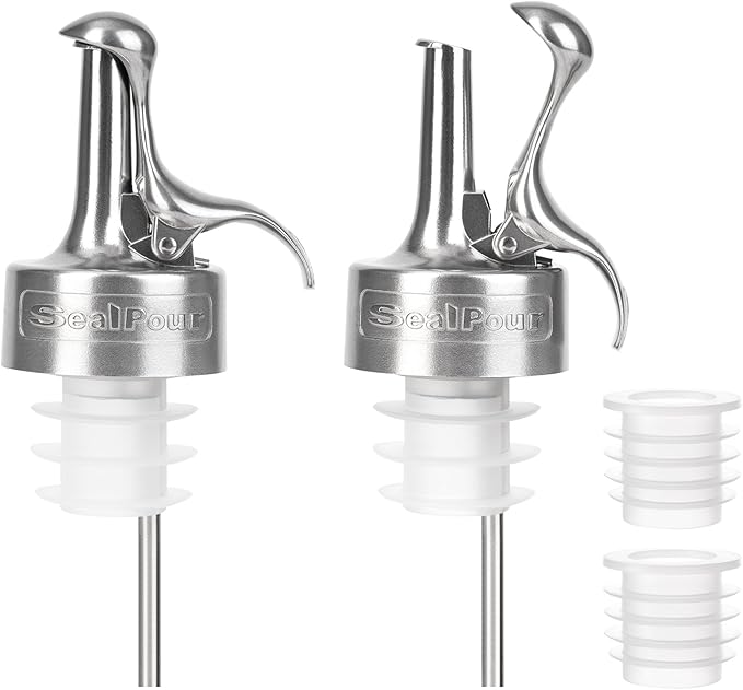 Oil Pour Spout, Olive Oil Spouts, Dispenser Pour Spouts for Bottles, Plastic-free, Leak Proof, Vinegar,Wine and Sauce for Kitchen and Bar Accessories-2PCS