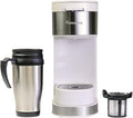 Kenmore Single Serve Coffee Maker – 6–12 Oz Brew Sizes, Compatible with Keurig K‑Cup Pods & Ground Coffee, One Cup Brewer, Travel Mug Friendly, Auto Shut‑Off, Hot & Iced maquina de cafe, White