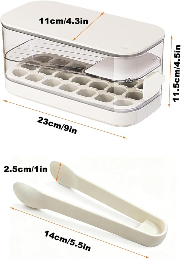 21-Cube Ice Cube Tray with Lid & Bin – Silicone Mold with Easy-Release Bottom for Freezer, Drinks, Coffee, Cocktails