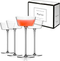 Figueroa Narrow Coupe Glasses, 5.2 oz Stemmed Coupe Cocktail Glasses, Vintage Champagne Coupe Glass Cups for Martini Daiquiri Sparkling Wine French 75, Elegant Bar Drinkware for Home Bar - Set of 4