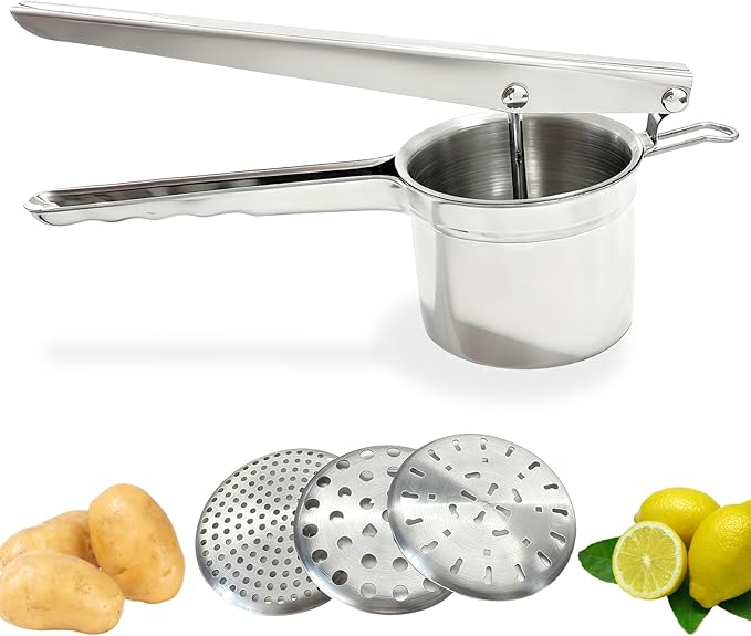 Potato Ricer Masher Stainess Steel: Heavy Duty Ricer for Mashed Potatoes for Home Kitchen - Kitchen Gadgets for Vegetable Garlic Food Press Cup- Housewarming Gift for Women Homeowner