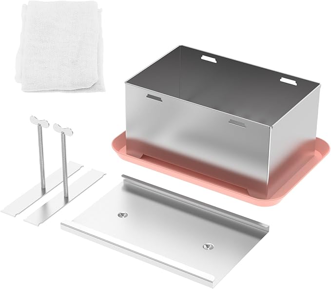 Paneer Strainer, Paneer Press Kit, Efficient Tofu Makers, Stainless Steel Tofu Maker Mold Easy to Use Paneer Maker with Drip Tray and Press Cloth for Home Kitchens Firm Or Extra Firm Paneer