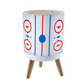Trash Can with Lid Hockey Rink Hockey Rink Box Press Top Round Small Garbage Bin with Wooden Legs Waste Basket for Kitchen Bedroom Nursery 7L/1.8 Gallon