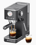 Maestri House Espresso Machines 20 Bar ULKA Pump, Compact Espresso Maker Built-in Flow Meter Steam Milk Frother, 43oz Removable Water Tank Stainless Steel Coffee Machine for Cappuccino (Black)