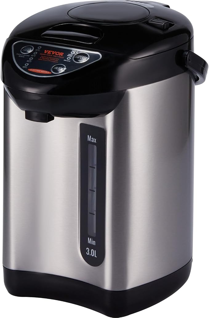 VEVOR Hot Water Dispenser, Adjustable 4 Temperatures Water Boiler and Warmer, 304 Stainless Steel Countertop Water Heater, 3-Way Dispense for Tea, Coffee and Baby Formula, 3L/102 oz