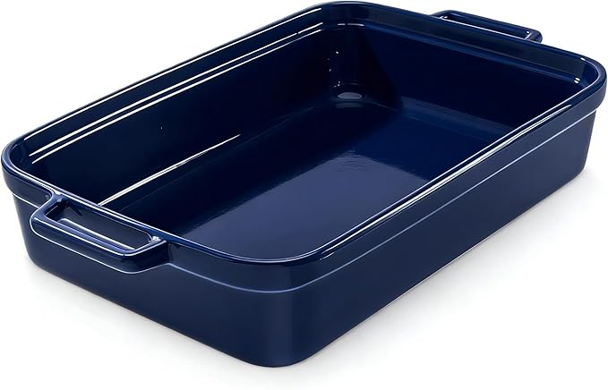 5.5 Quart Casserole Dish,Large Baking Dish Cookware,14.7x10 Inch Deep Lasagna Pan for Oven,Ceramic Bakeware for Baking, Easy to Clean, (Blue)