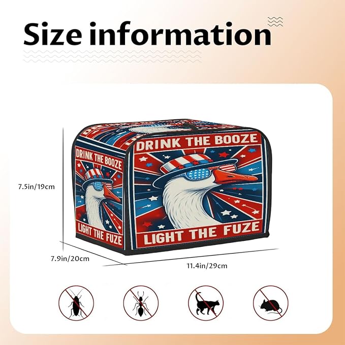 Goose Cute Funny 2 Slice Toaster Cover Dust And Fingerprint Bread Maker Cover Bakeware Protector Washable Appliance Covers Kitchen Accessories For Home Kitchen Women Gift