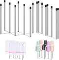 2 Pcs Foldable Bottle Drying Rack Stainless Steel Plastic Bag Drying Racks with Silicone Caps 8 Poles Space-Saving Countertop Organizer Dryer Rack for Cup Water Bottles Dish Plate Bag