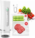 FEPPO Vacuum Sealer for Food with Visible Water Tank, Handheld Saver Compact Vacuum Sealer Machine with 30 Reusable Bags for 6X Preservation & Fresh, White